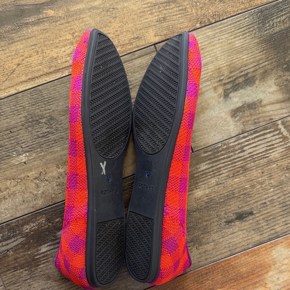 Rothy's Red and Pink Check Knit Ballet Flats - Picture 2 of 4
